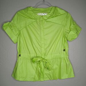 Love Stitch Lime Green Button Up Peplum Top